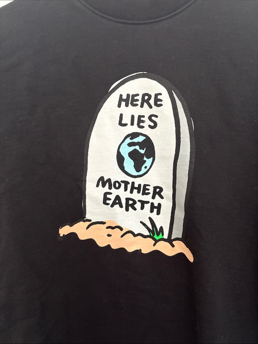 Golf Wang Black Tee with Blue Earth and Tan Accents